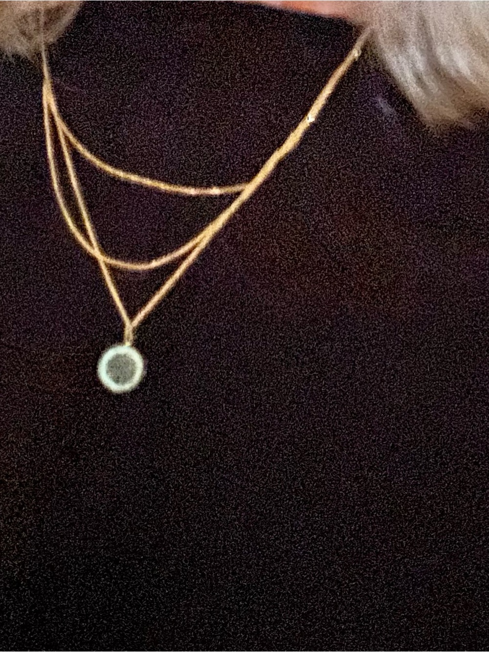 14k GOLD. Made in Italy. 3 Tier strand 14k Gold Necklace. Aqua Charm excluded - Picture 1 of 9
